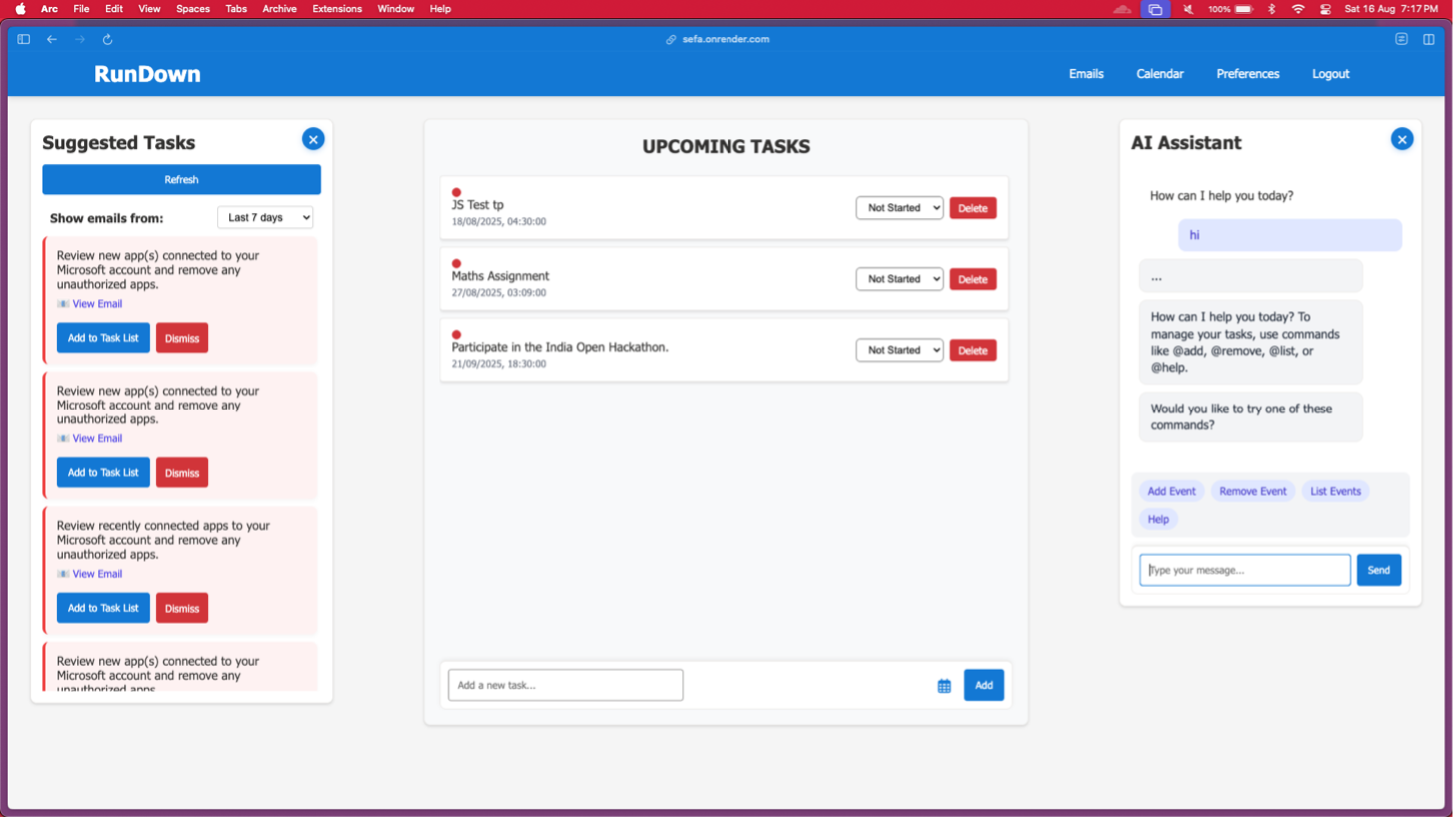 RunDown AI Task Manager